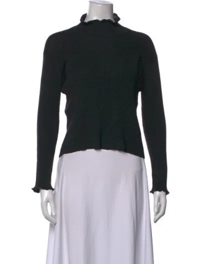 Pre-owned Micaela Greg Mock Neck Sweater In Black