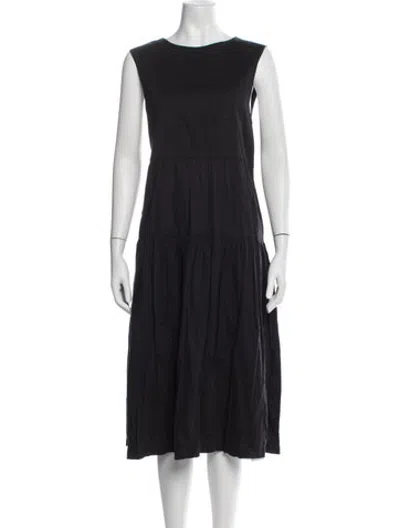 Pre-owned Micaela Greg Scoop Neck Midi Length Dress In Blue