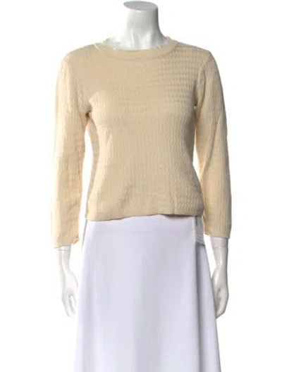 Pre-owned Micaela Greg Scoop Neck Sweater In Neutral