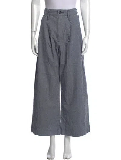 Pre-owned Micaela Greg Striped Wide Leg Pants In Blue