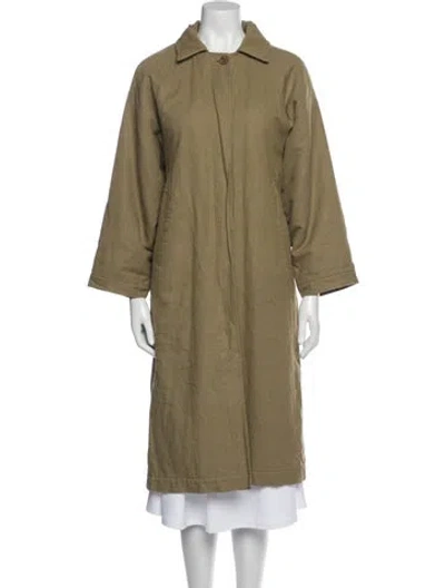 Pre-owned Micaela Greg Trench Coat In Green