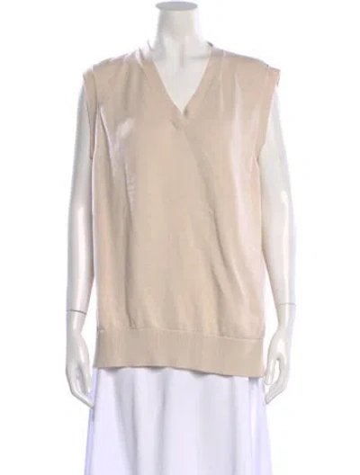 Pre-owned Micaela Greg V-neck Sweater In Neutral
