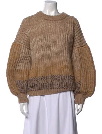 Pre-owned Micaela Greg Wool Colorblock Pattern Sweater In Neutrals