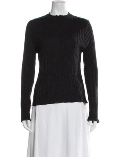Pre-owned Micaela Greg Wool Crew Neck Sweater In Black