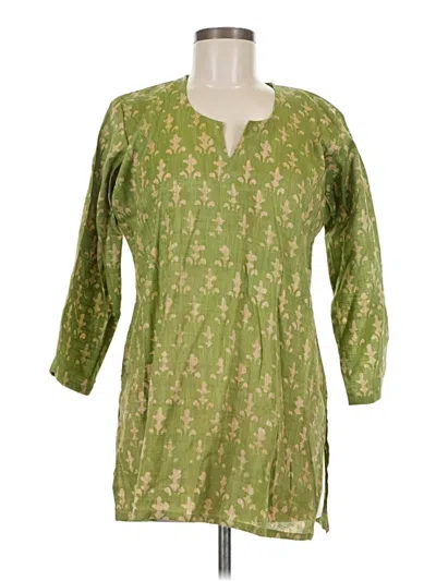 Pre-owned Micas 3/4 Sleeve Blouse In Green