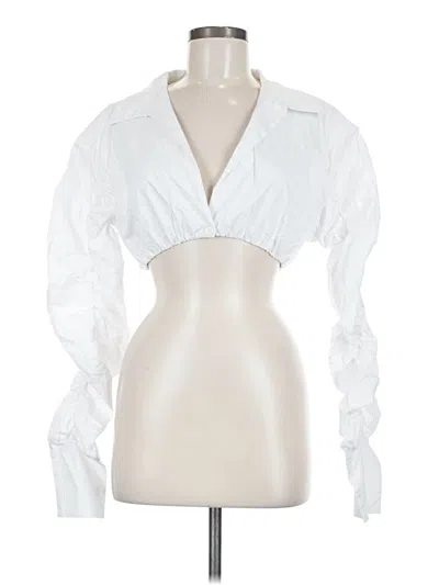 Pre-owned Micas Long Sleeve Blouse In White