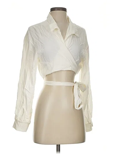 Pre-owned Micas Long Sleeve Blouse In White