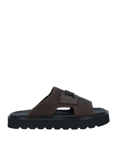 Mich E Simon Mich Simon Man Sandals Dark Brown Size 9 Leather In Brown