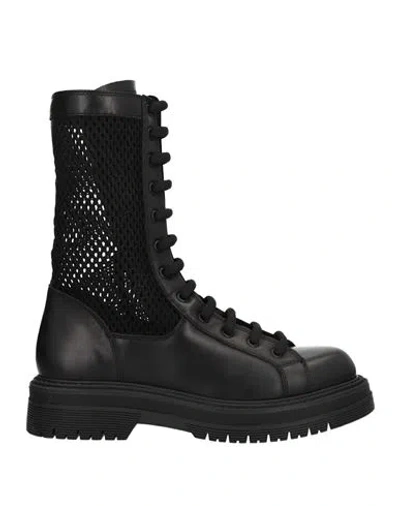Mich E Simon Mich Simon Woman Ankle Boots Black Size 8 Leather, Textile Fibers
