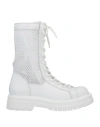 Mich E Simon Mich Simon Woman Ankle Boots White Size 9 Leather, Textile Fibers In White