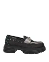 Mich E Simon Mich Simon Woman Loafers Black Size 11 Soft Leather, Textile Fibers In Black