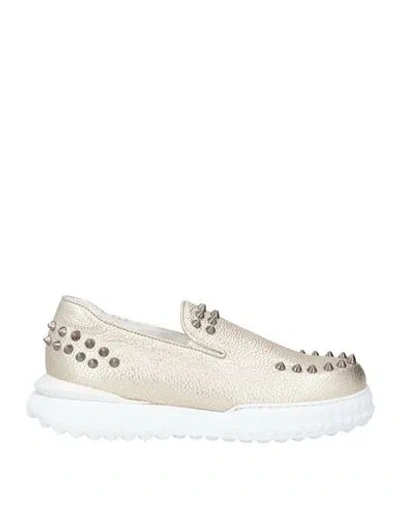 Mich E Simon Woman Loafers Platinum Size 6 Soft Leather In Grey