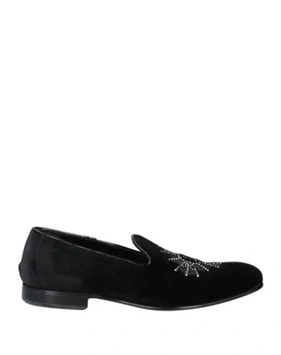 Mich Simon Man Loafers Black Size 6 Textile Fibers, Leather