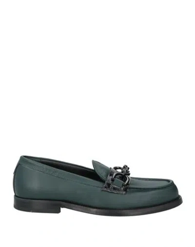 Mich Simon Man Loafers Dark Green Size 9 Calfskin