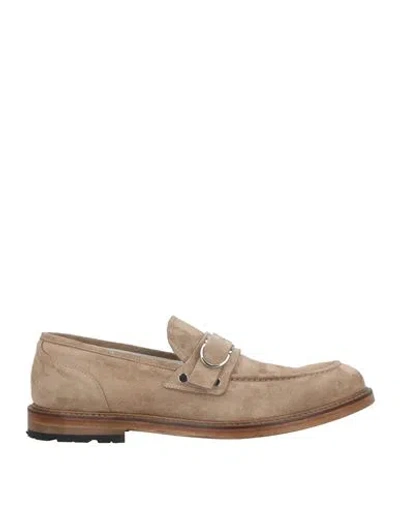 Mich Simon Man Loafers Taupe Size 9 Leather In Gray