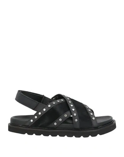 Mich Simon Man Sandals Black Size 8 Leather, Calfskin