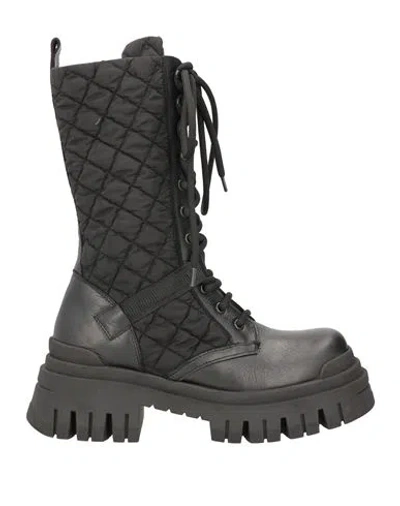 Mich Simon Woman Ankle Boots Black Size 8 Textile Fibers, Leather