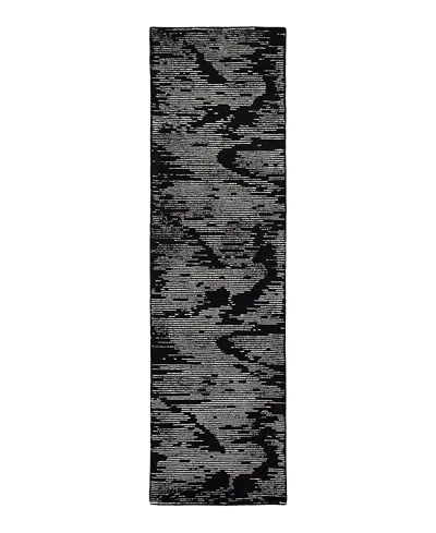 Michael Amini Ma30 Star Smr02 Runner Area Rug, 2'3 X 8' In Black/ivory