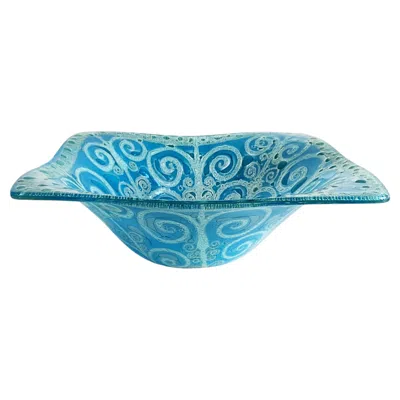 Pre-owned Michael And Frances Higgins Higgins Studio Art Glass Bowl By Michael & Frances Higgins, Signed, Mid-century In Blue