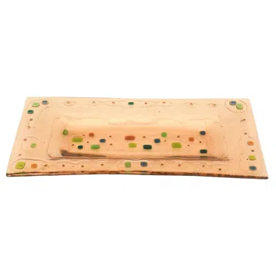 Pre-owned Michael And Frances Higgins Mid Century Modern Higgins Fused Glass Oblong Tray, Serving Bowl, Barware, 50's In Orange