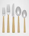 Michael Aram 5-piece Palm Golden Flatware Place Setting In Silver/gold