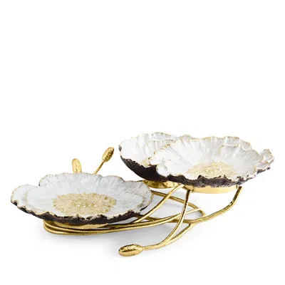 Michael Aram Anemone 3-tier Server In White/gold
