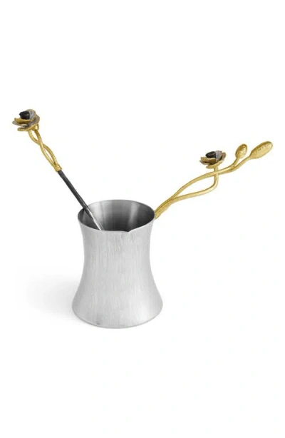 Michael Aram Anemone Coffee Pot & Spoon Set In Silver