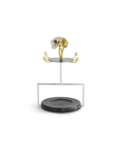 Michael Aram Anemone Demitasse 8 Piece Set With Stand In Black