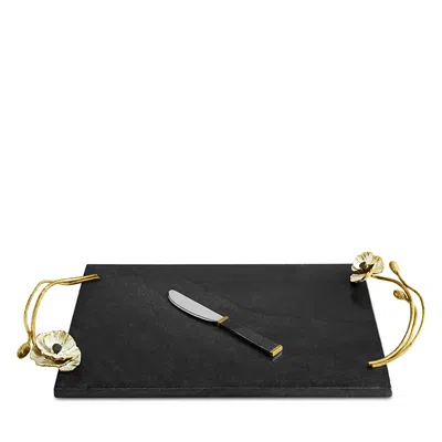 Michael Aram Anemone Large Cheeseboard With Spreader In Gold