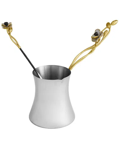 Michael Aram Anemone Large Coffee Pot & Spoon In Silver