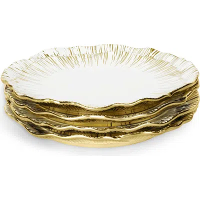 Michael Aram Anemone Set Of 4 Tidbit Plates In Gold