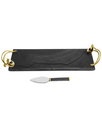 Michael Aram Anemone Small Cheese Board With Spread Knife In Black
