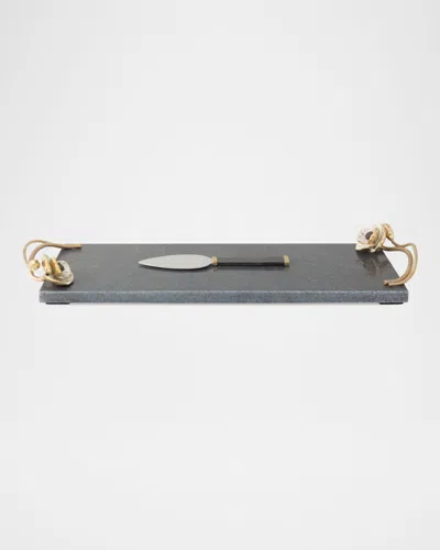 Michael Aram Anemone Small Cheese Board With Spreader In Black