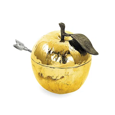 Michael Aram Apple Honey Pot With Spoon In Gold