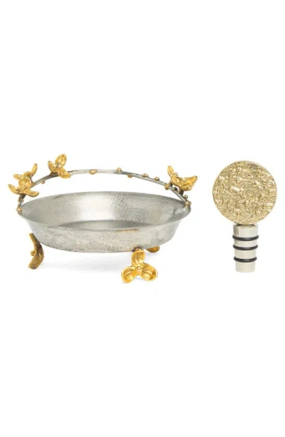 Michael Aram Bittersweet Wine Coaster & Stopper Set In Metallic Gold