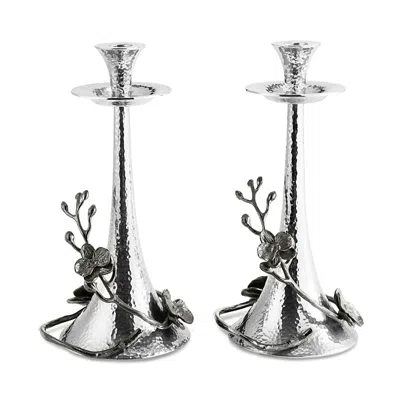 Michael Aram Black Orchid Taper Candleholders, Set Of 2 In Black Nickelplate