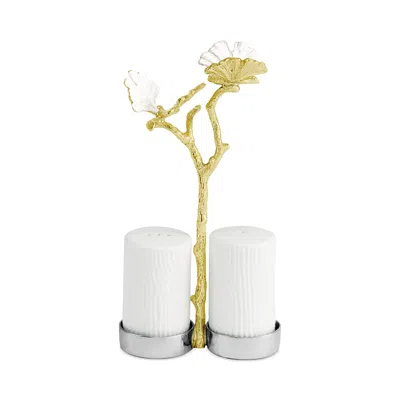 Michael Aram Butterfly Gingko Gold Tone Salt & Pepper Shaker Set In White