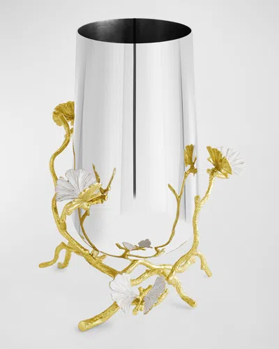 Michael Aram Butterfly Ginkgo White And Gold Medium Vase