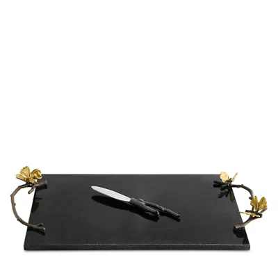 Michael Aram Butterfly Ginkgo Cheeseboard With Knife In Black/silver/gold