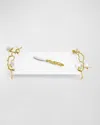 Michael Aram Butterfly Ginkgo Cheeseboard With Spreader In White And Gold