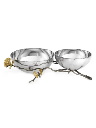 Michael Aram Butterfly Ginkgo Double Bowl In Silver