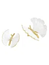 Michael Aram Butterfly Ginkgo Gold 2-piece Decorative Objects Set In White
