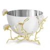 Michael Aram Butterfly Ginkgo White And Gold Serving Bowl In Silver