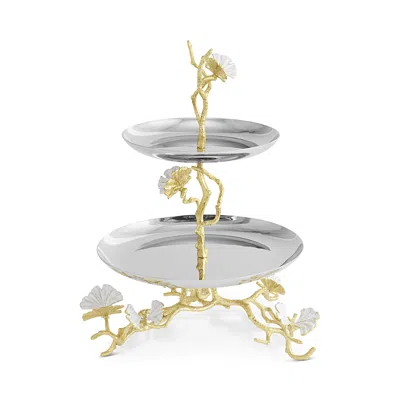 MICHAEL ARAM BUTTERFLY GINKGO GOLD TWO TIER ETAGERE