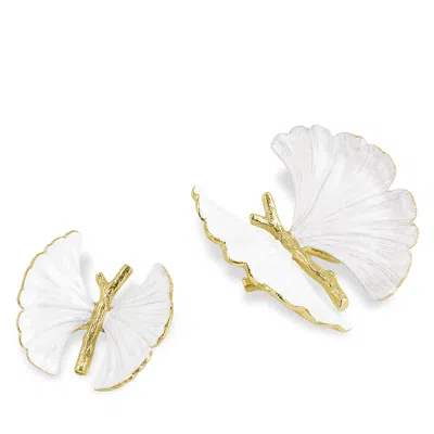 Michael Aram Butterfly Ginkgo Golden Decorative Objects, Set Of 2 In White