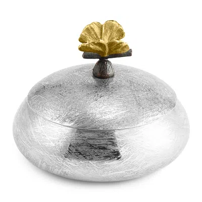 Michael Aram Butterfly Ginkgo Round Trinket Box In Silver