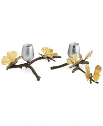 MICHAEL ARAM BUTTERFLY GINKGO SET OF 2 CANDLE HOLDERS