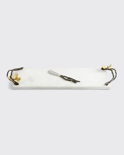 Michael Aram Butterfly Ginkgo Small Cheese Board With Knife In White
