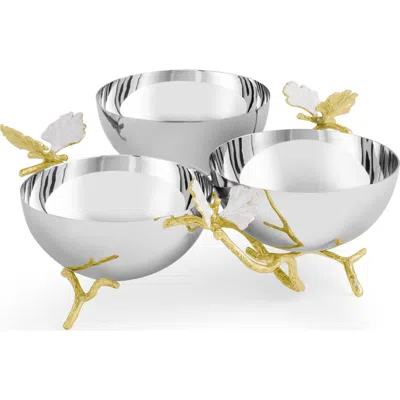 Michael Aram Butterfly Ginkgo Triple Bowl In Silver