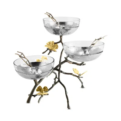 Michael Aram Butterfly Ginkgo Triple Bowl Set In White